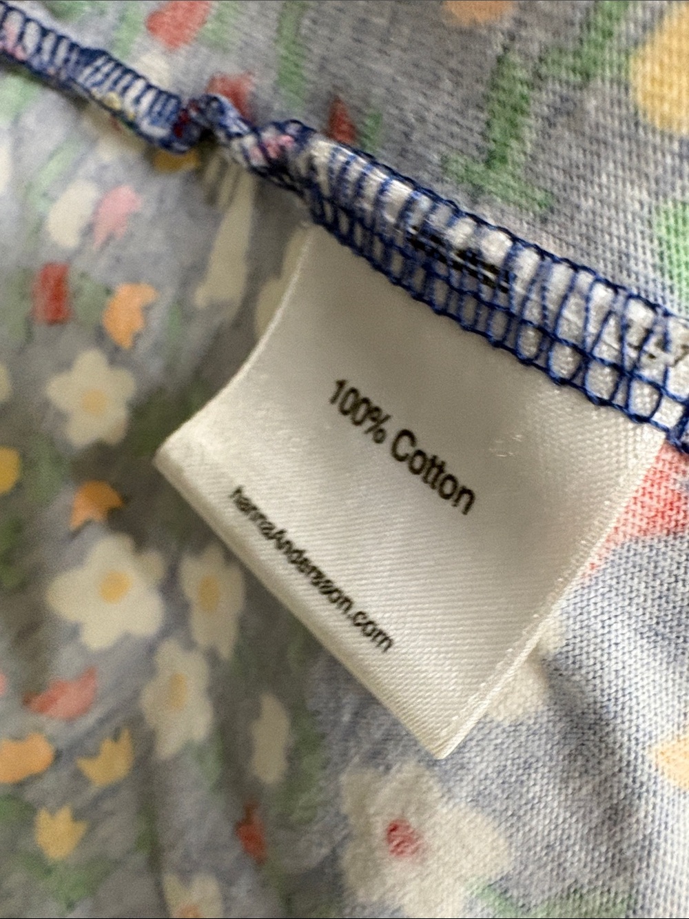 Hanna Andersson Red & Blue Floral Mixed-Print Dress Stripes, flowers, bunnies - Picture 7 of 10